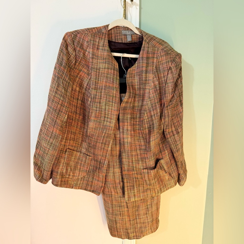 Kate Hill Multicolor Tweed Blazer and skirt set